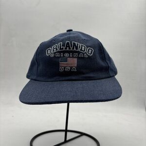 Vintage Orlando Original Mens Hat American Flag USA Blue Adjustable Nissin Cap